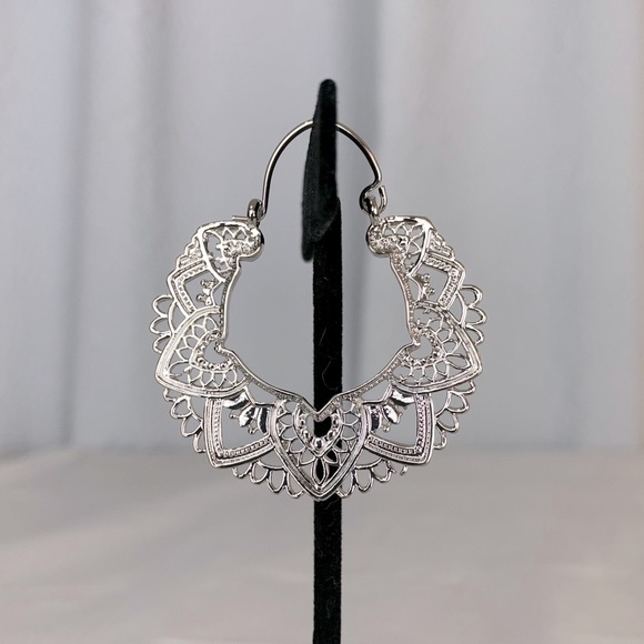 Jewelry - Silver Boho Statement Carved Earrings